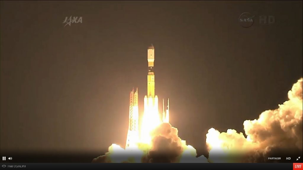 capture d'écran du lancement de la fusée H-IIB