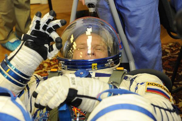 Oleg Kotov juste avant le départ