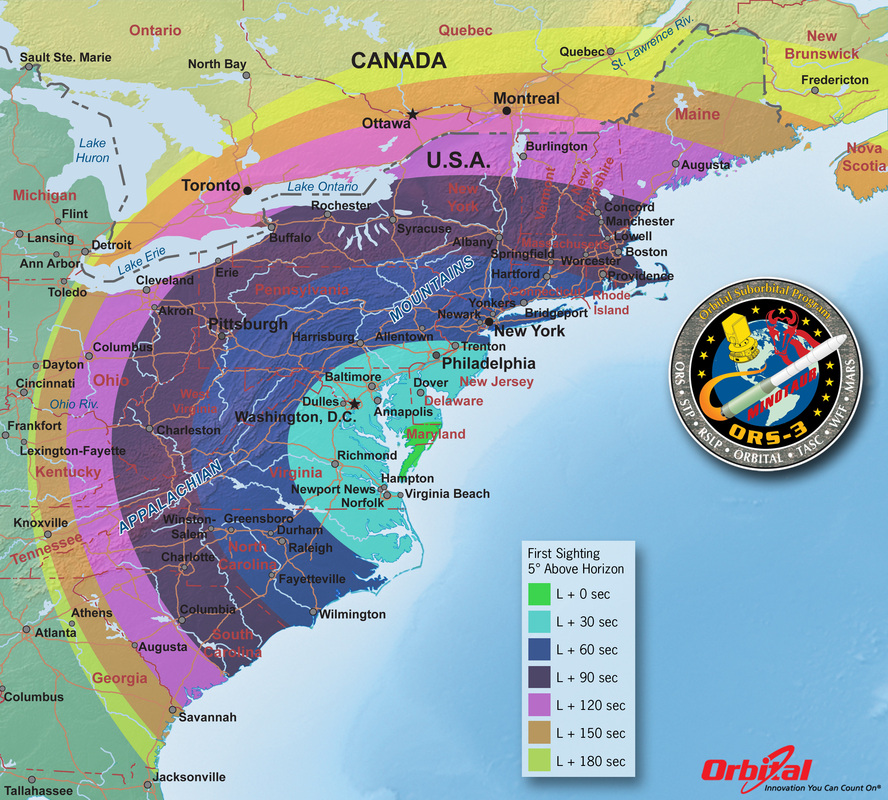 Minotaur launch visibility map-Orbital Sciences