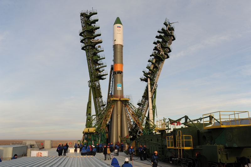 Le vaisseau Soyouz sur le pas de tir (source : RSC Energia)