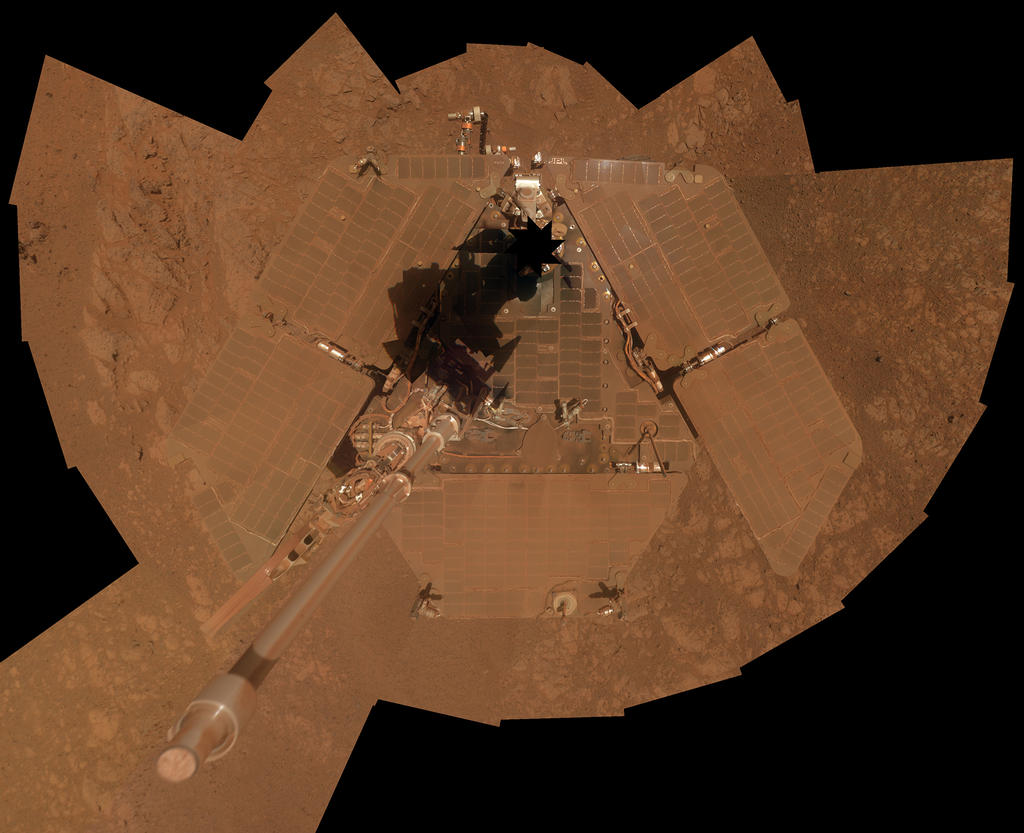 Auto portrait d'Opportunity en janvier 2014 (source NASA)