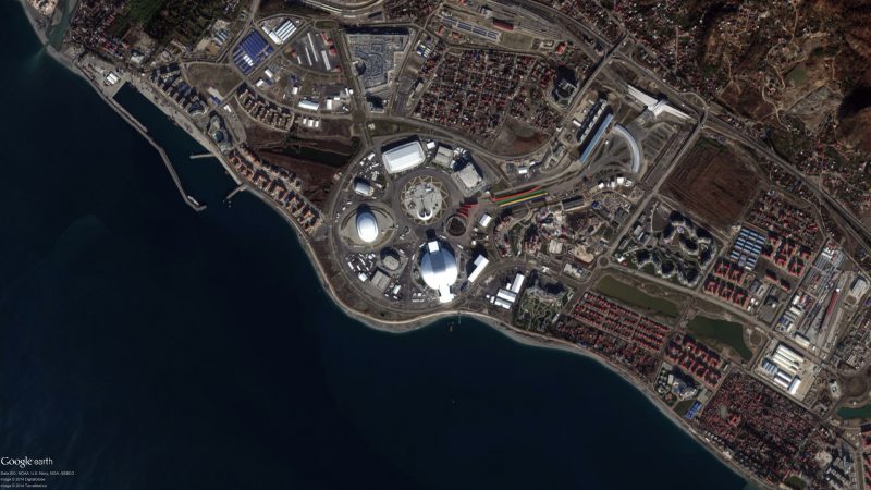 Le village olympique par le satellite DigitalGlobe le 2 Janvier 2014 (source : DigitalGlobe)