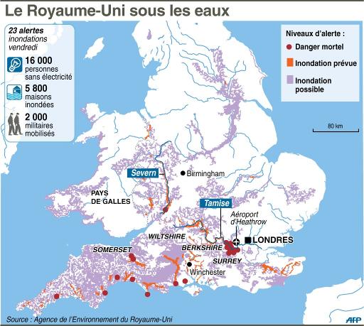 Inondations en Angleterre (source AFP)