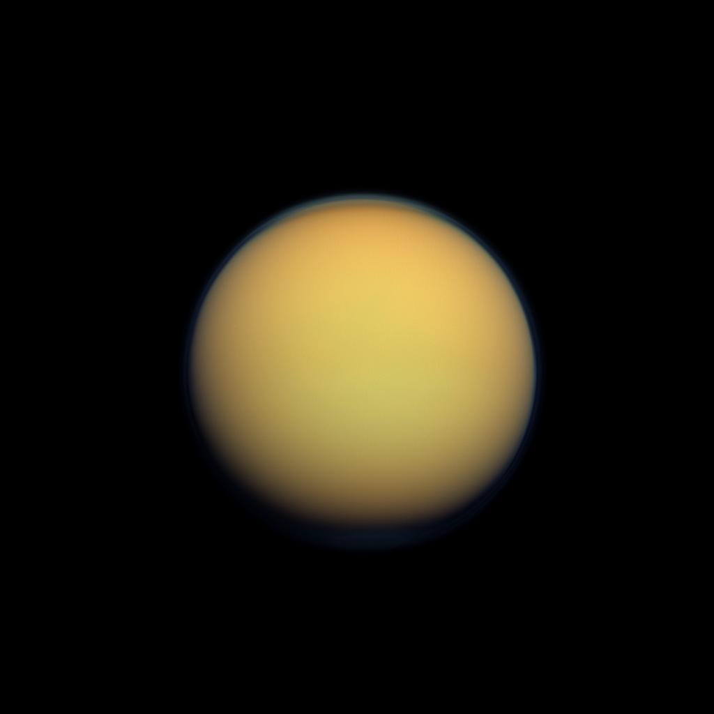 Titan vu par la sonde Cassini (source NASA/JPL-Caltech/Space Science Institute)