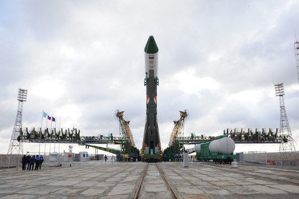 La fusée Soyouz sur son pas de tir à Baïkonour avec à son bord le cargo Progress M-23M (source Energia)