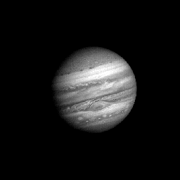 Premières images de Jupiter par la sonde Voyager 1 en 1979 : Time-lapse de l'approche de la sonde pendant une période de plus de 60 jours Jupiter (source NASA)