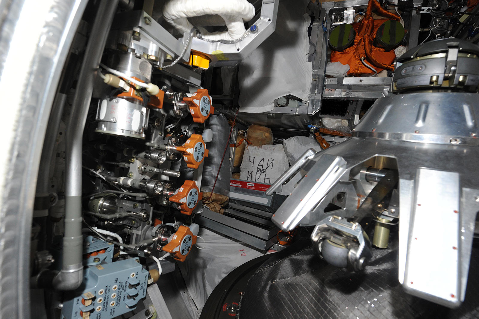 Vue de l'intérieur du cargo Progress (source blog d'Oleg Artemyev)