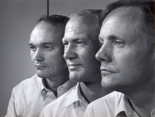 de gauche à droite : Michael Collins, Edwin Aldrin et Neil Amstrong