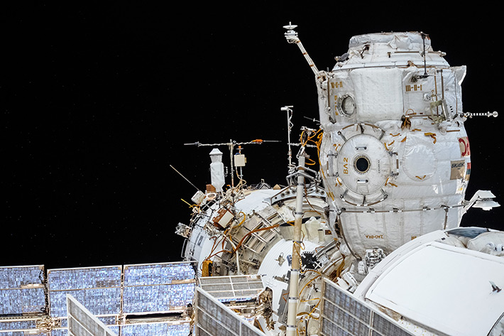 Le point d'amarrage "Pirs Port" attend le Soyouz sur la partie russe de l'ISS (photo d'Oleg Artemyev)