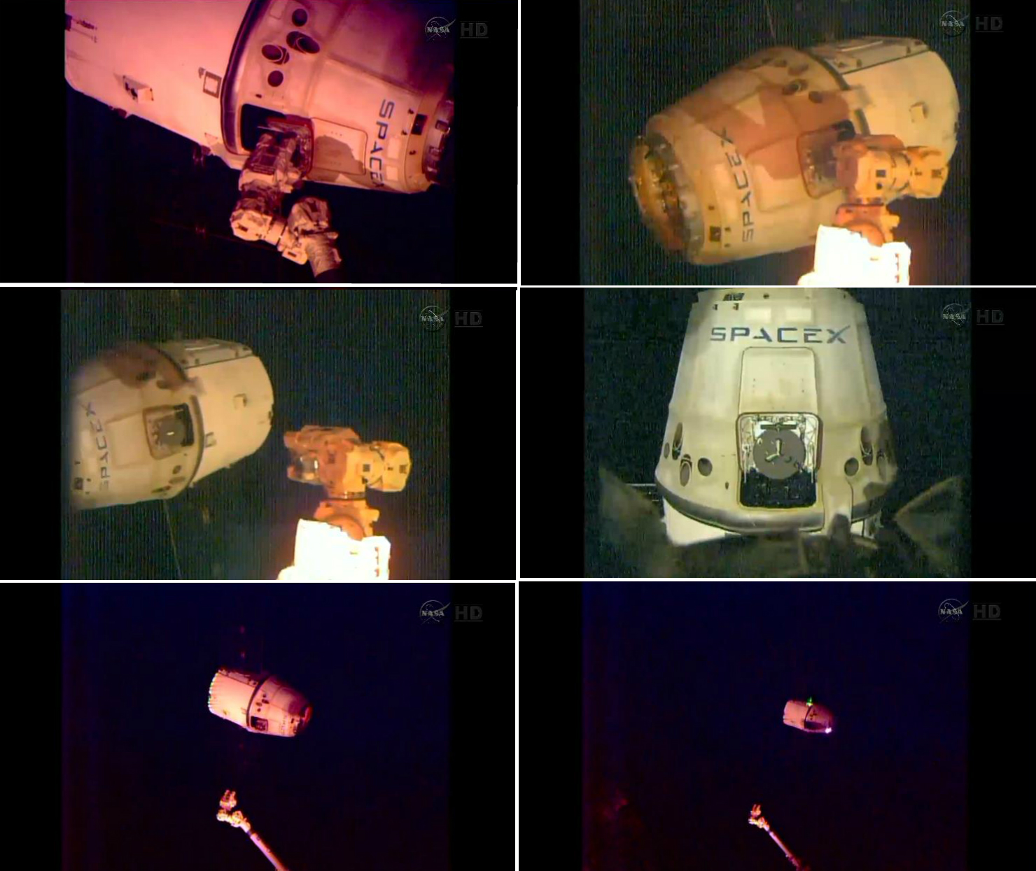 Départ du cargo Dragon SpX4 de l'ISS le 25/10/14 (source NASA TV)