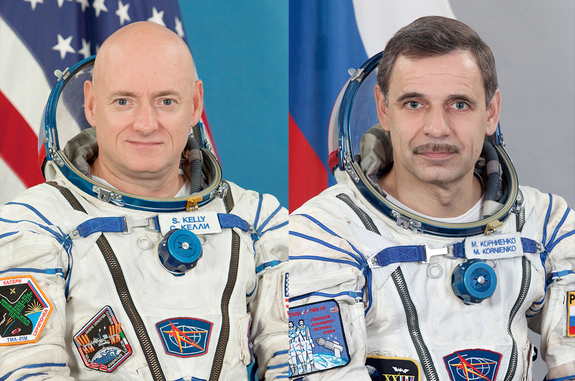 Scott Kelly et Mikhaïl Kornienko, membres de la " One Year Mission ". Crédits : NASA