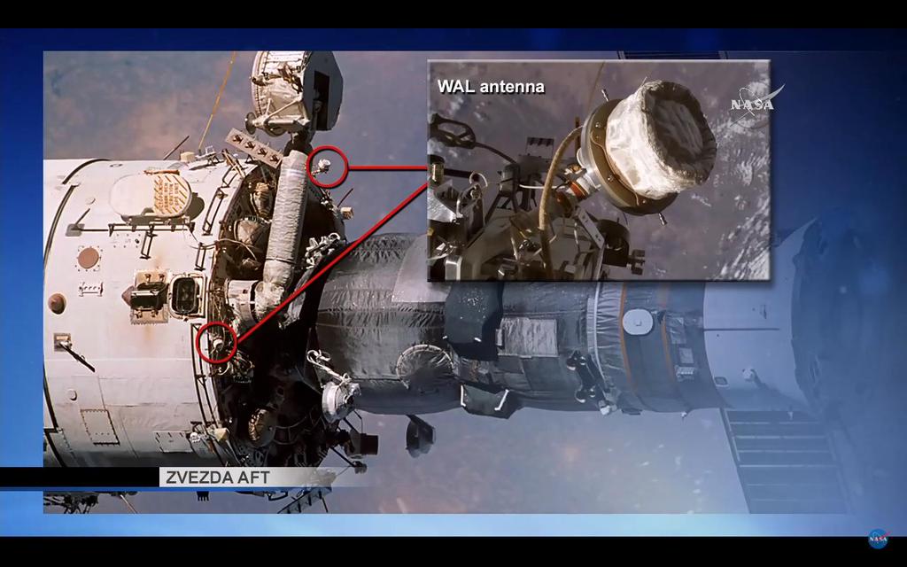 EVA 41 russe : installation d’attaches sur des antennes WAL prévues (soruce NASA)