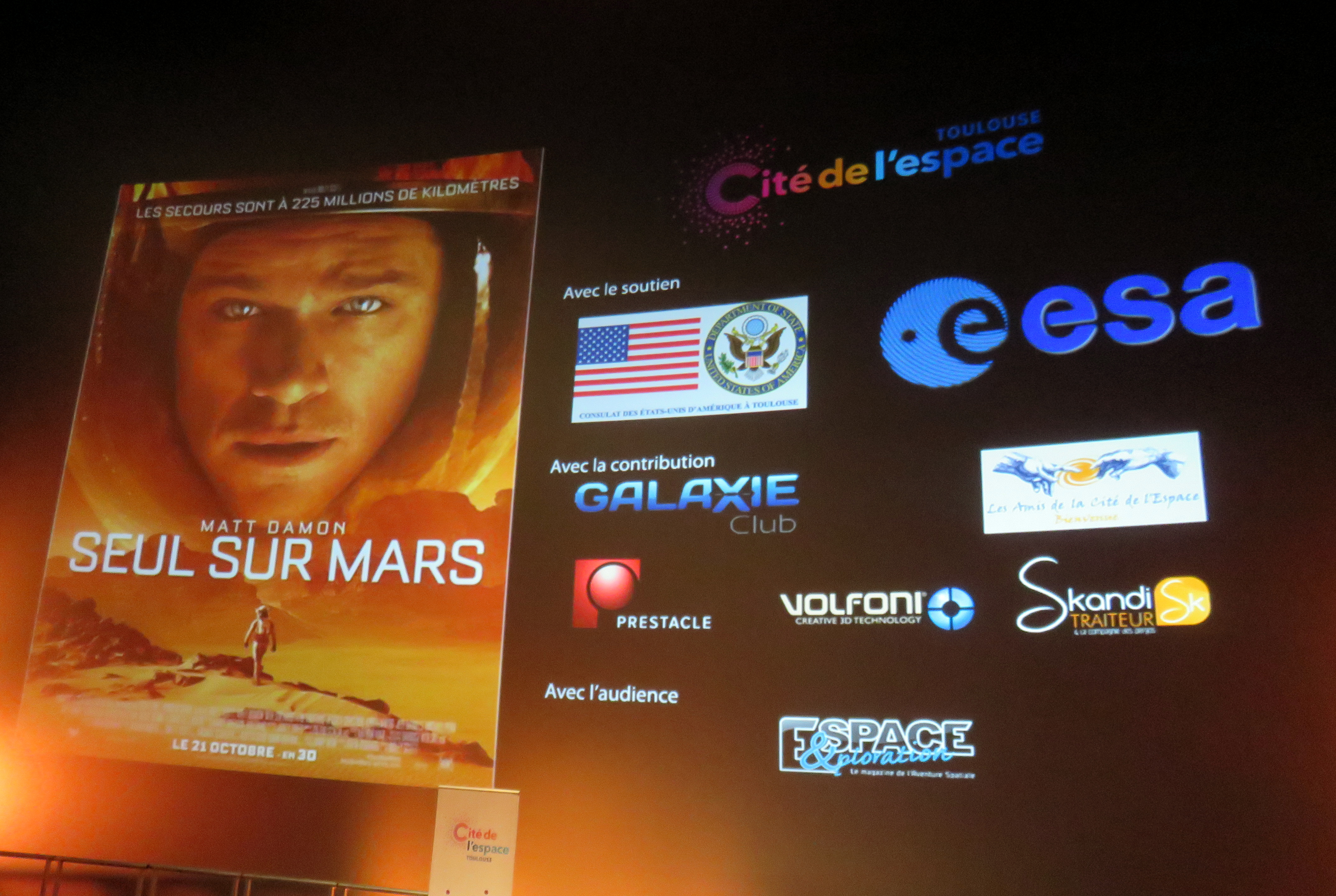 Soirée avant-première "Seul sur Mars" à la Cité de l'espace le 8/11/15