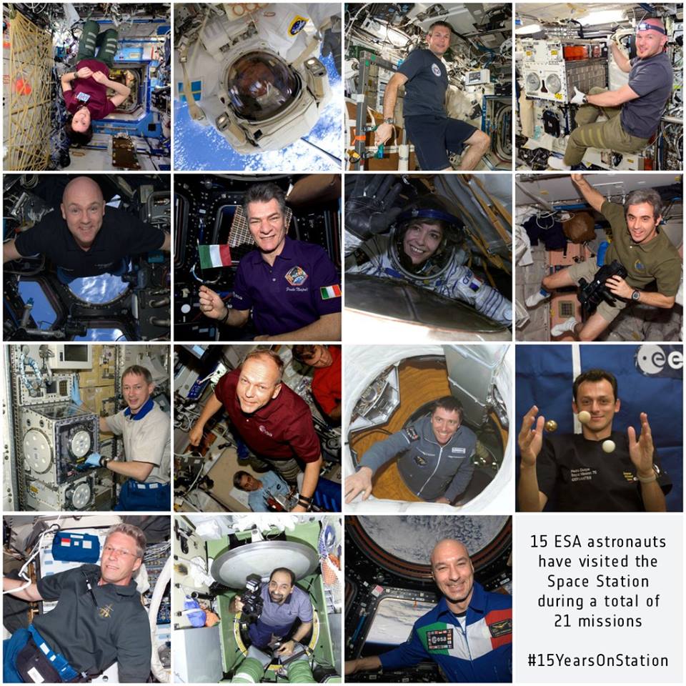 En 15 ans, 15 astronautes européens à bord de la Station Spatiale Internationale (credit ESA)