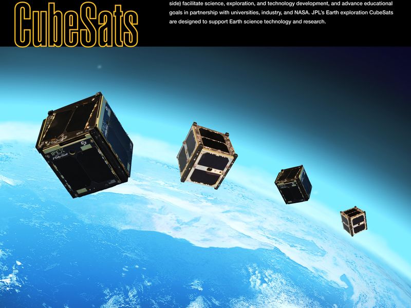 Exemples de cubesats 1U développés par le JPL dédiés à l'exploration de la Terre (credit JNASA/JPL-Caltech)