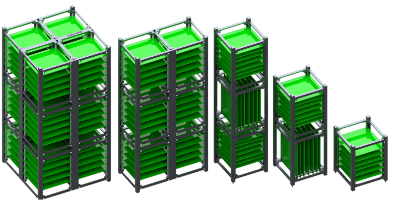 Les différents types de Cubesat (de gauche à droite) : 2U, 6U, 3U, 2U et 1U (source Juan D. Deaton via LinkedIn)