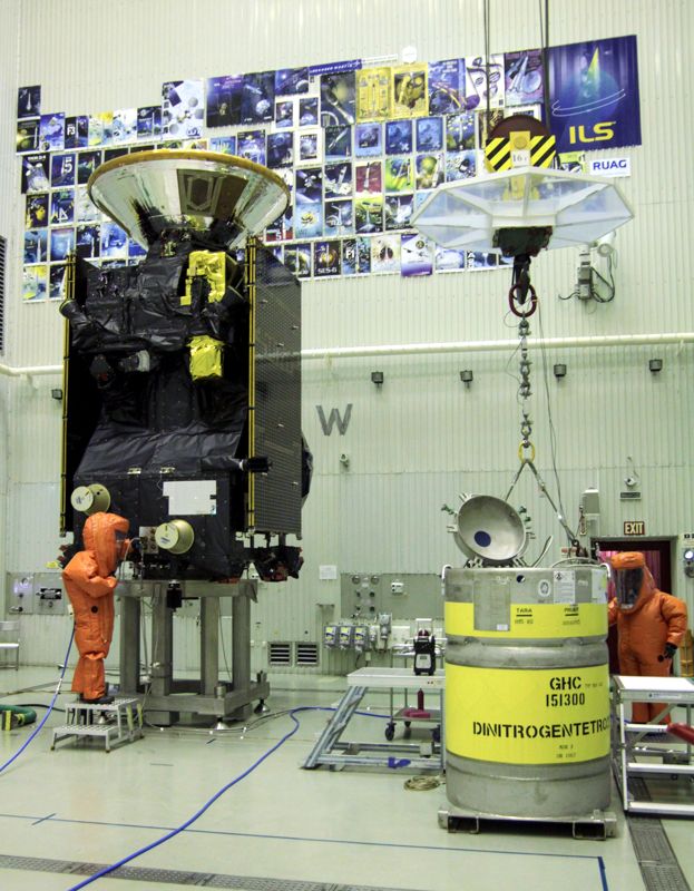 Remplissage des réservoirs de TGO ExoMars 2016 à Baïkonour (Copyright: TAS-F/Yannick Le Marchand)