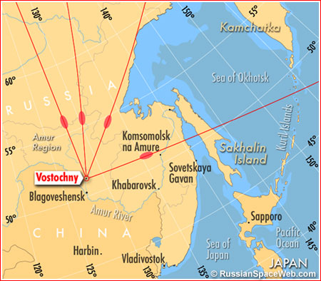 Localisation du Cosmodrome de Vostochny (source Russianspaceweb)