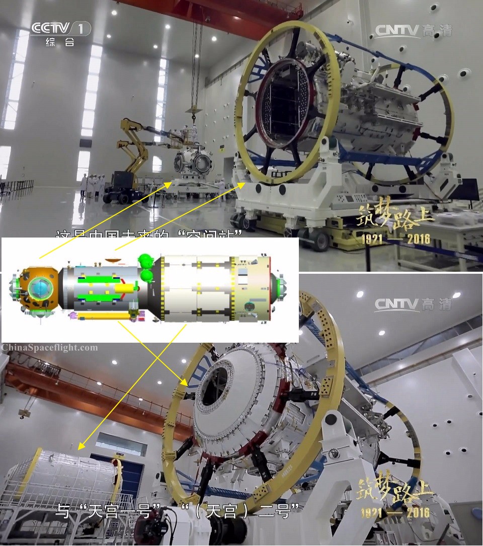 Le module central de la future station spatiale chinoise en cours de construction (via ChinaSpaceflight)