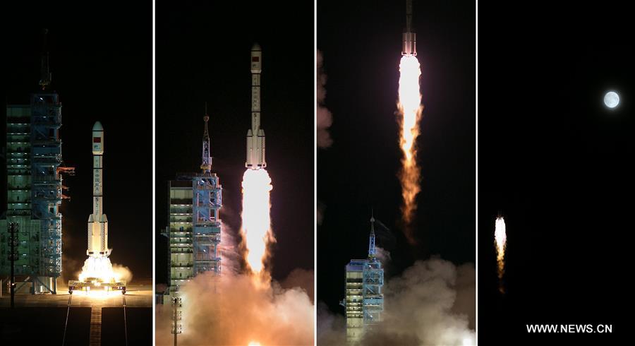 Lancement de Tiangong-2 le 15/09/2016 par une Long March 2F (credits Xinhua / Ju Zhenhua)